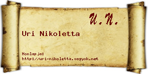 Uri Nikoletta névjegykártya